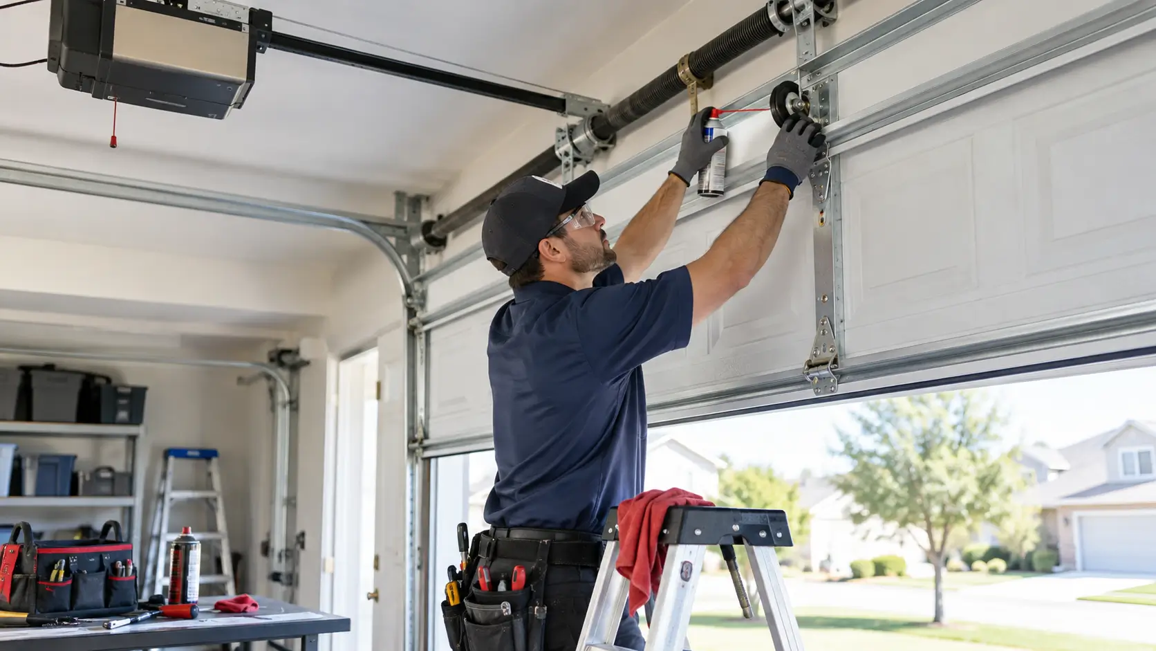 Professional garage door maintenance service for a Dickinson Texas home