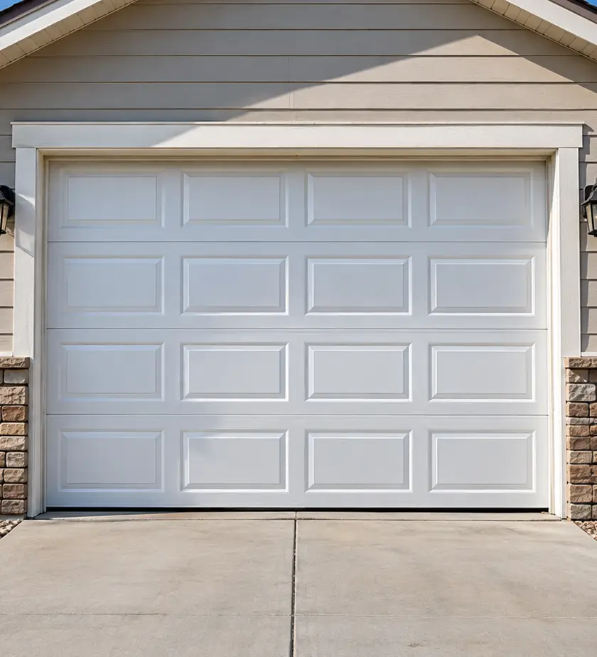 Restored garage door panel after repair